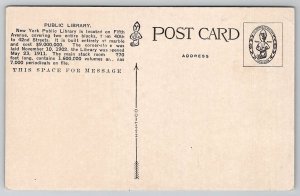 NYC Public Library New York Postcard B44