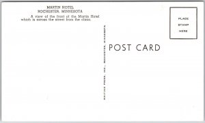 Martin Hotel Rochester Minnesota MN Front View Across The Street Postcard