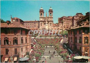 Postcard Modern Rome Spanish Steps and Church of the Trinity Mountains