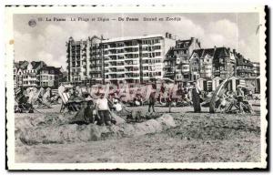 Old Postcard Belgium De Panne Beach and the dam