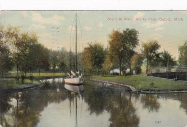 Michigan Detroit Boating Scene In Water Works Park 1909