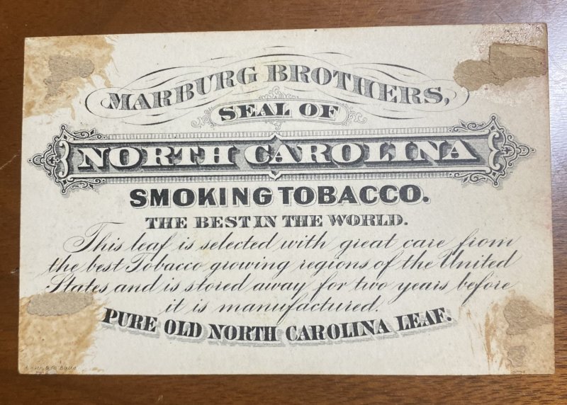 2 Marburg Brother’s Seal of North Carolina Tobacco Cards