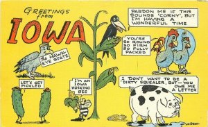 Comic Humor 1940s Iowa Farm Agriculture Products Postcard Kropp 21-973