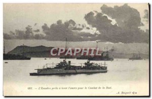 Old Postcard warship L & # 39escadre ready to lift the & # 39ancre for fight ...