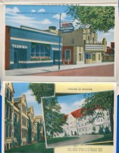 Wooster Ohio oh liberty street Air View 3 bridges travel postcard folder foldout