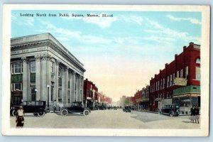 Marion Illinois Postcard Looking North Public Square Road c1920 Vintage Antique