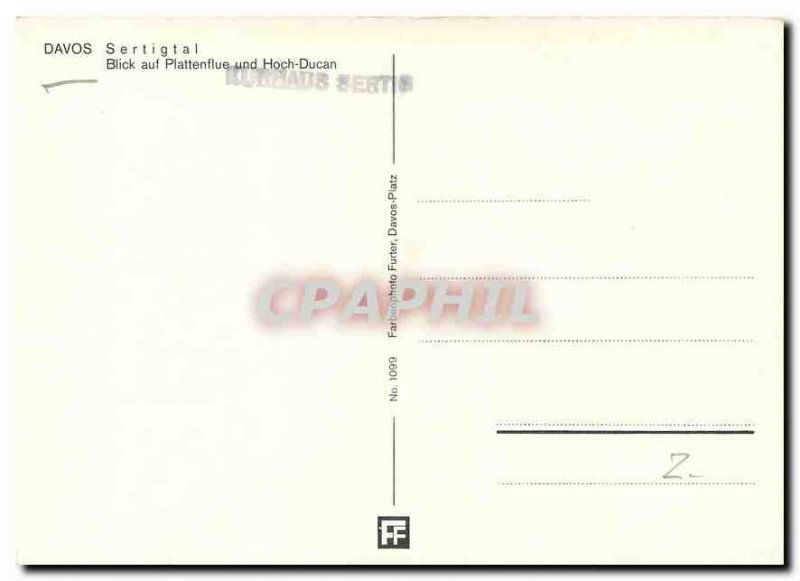 Modern Postcard Davos Sertigtal Plattenflue Blick auf und Hoch Ducan