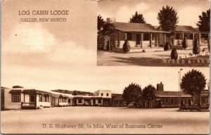 Postcard Log Cabin Lodge U.S. Highway Route 66 in Gallup, New Mexico