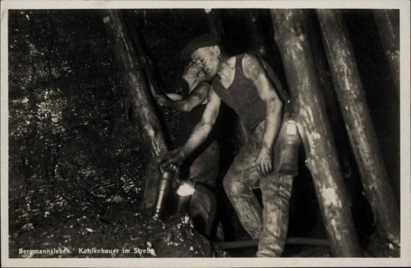 Publ in Dortmund Germany Miners Mining CLOSE-UP c1930s Real Photo Postcard #3