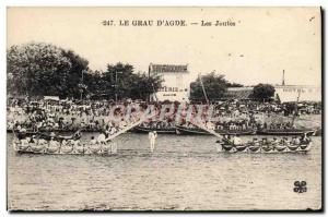 Old Postcard Le Grau d & # 39Agde Jousting