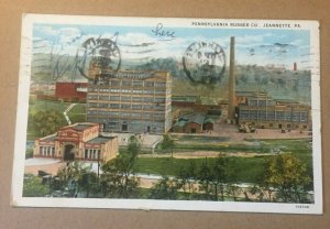 1933 USED .O1  POSTCARD PENNSYLVANIA RUBBER CO. JEANNETTE PA.