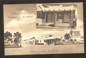 TUCUMCARI NEW MEXICO CACTUS MOTOR LODGE ROUTE 66 B&W ADVERTISING POSTCARD