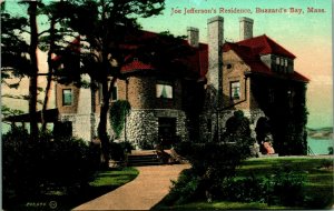 Joe Jefferson Residence Buzzard Bay Massachusetts MA UNP Unused DB Postcard C3