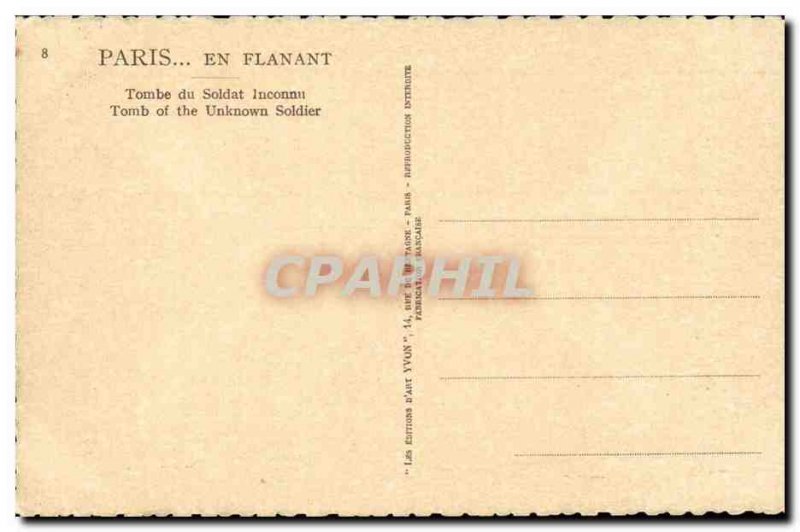 Paris Old Postcard Tomb of the Unknown Soldier