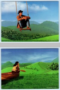 2 Postcards VOLVIC SPRING WATER Advertising DAVID MAISEL Artist Hang Time 4x6