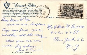 Vtg Chicago Illinois IL The Conrad Hilton 1950s Postcard