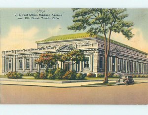 Linen POST OFFICE SCENE Toledo Ohio OH hs1584