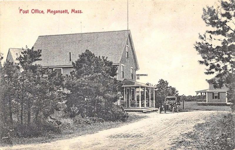 Megansett MA Cape Cod Post Office General Store Old Car Ice Cream Postcard