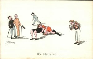 Jack Number - Women Sport Wrestling Men Exicted to Watch c1910 Postcard #5