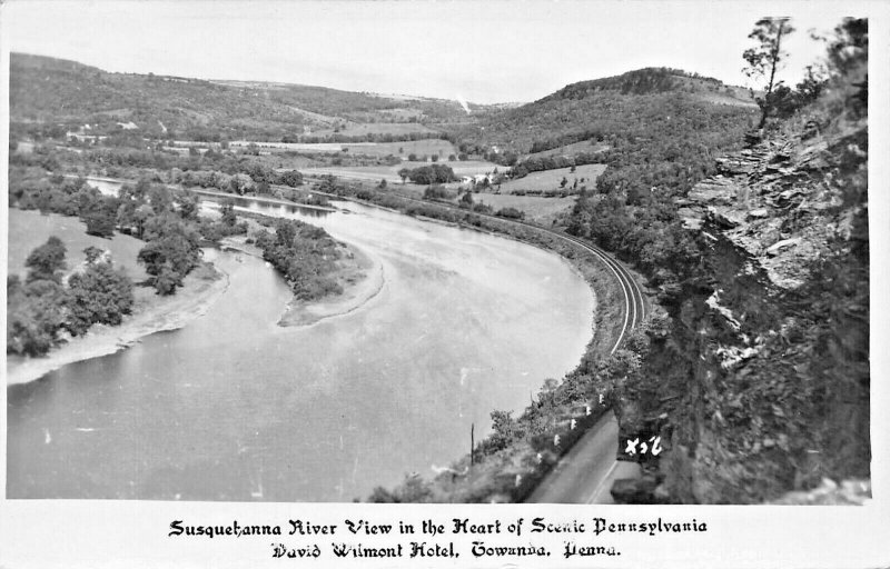 TOWANDA PA~DAVID WILMONT HOTEL~SUSQUEHANNA RIVER VIEW-1949 REAL PHOTO POSTCARD