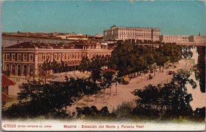 Spain Madrid Estacion del Norte y Palacio Real Vintage Postcard C171