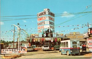 Postcard NC South Fayetteville - Towel City Towel Co US 301J country store cars