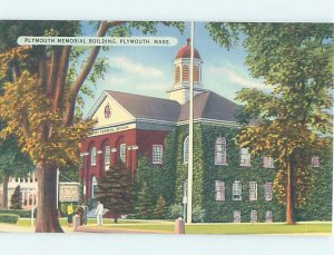 Linen BUILDING SCENE Plymouth - Near Brockton Massachusetts MA AE8569