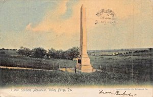 VALLEY FORGE PA~GEORGE WASHINGTON SOLDIERS MONUMENT~1906 ROTOGRAPH TINT POSTCARD