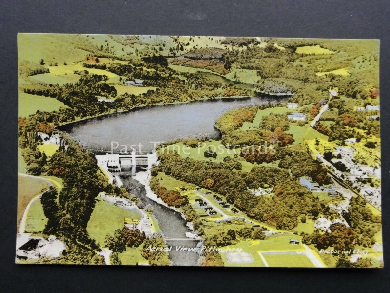 Scotland AERIAL VIEW of PITLOCHRY by M&L National Series Old Postcard