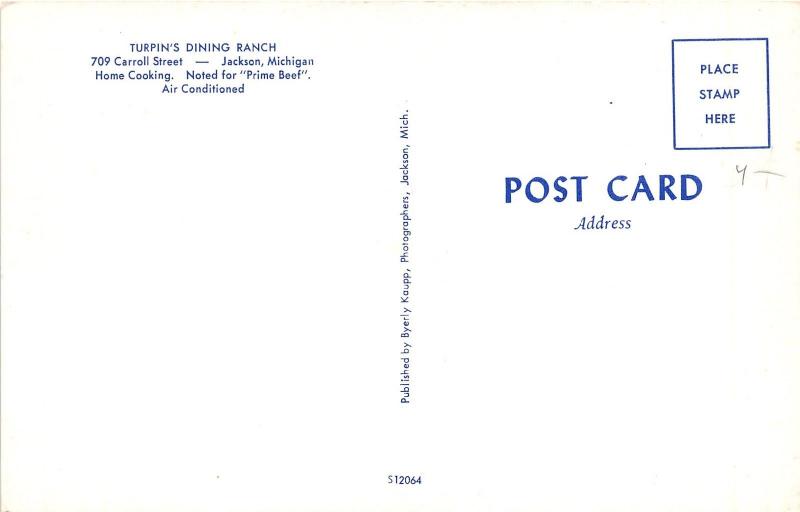 Jackson Michigan~Turpin's Dining Ranch~Kitchen Equipment~Tables~Flowers~1950s Pc