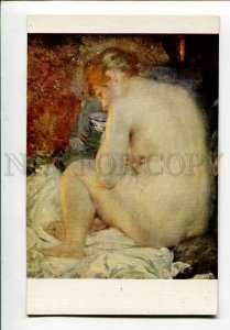 3083839 NUDE Female w/ TEA CUP by BESNARD vintage Color PC