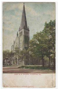 First M E Church Evanston Illinois 1907 postcard