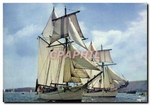 Postcard Modern Gullet of the Navy L & # 39Etoile and Belle Poule sailing ful...