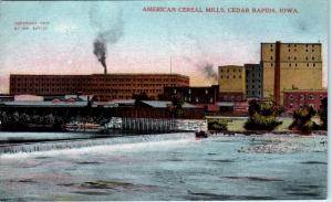 CEDAR RAPIDS, IA Iowa    American  CEREAL  MILLS     c1910s     Postcard