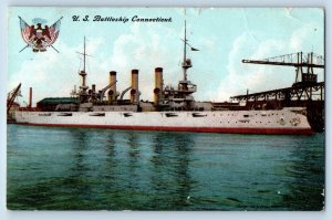 Connecticut Postcard US Battleship Navy Warship World War c1910 Vintage Antique