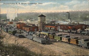 Cambridge Ohio OH Pennsylvania Railroad Train Station Depot c1910 Postcard