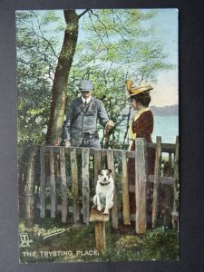 THE TRYSTING PLACE & Terrier Dog c1908 by Raphael Tuck & Sons 8063