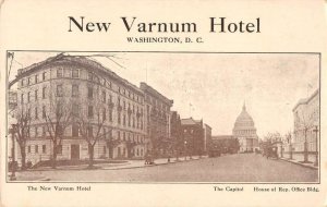 Washington DC New Varnum Hotel and Capitol Vintage Postcard AA29375