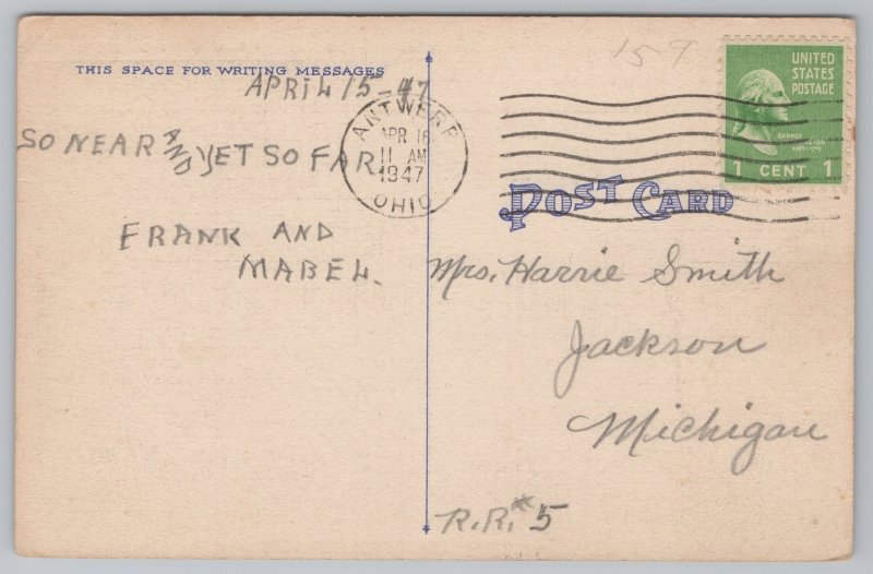 Linen~Antwerp Ohio~Sunset over Lake~Vintage Postcard