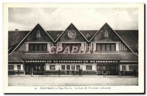 Old Postcard Deauville Fleurie Beach Train