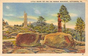 Little round top and the warren monument Gettysburg, PA, USA Civil War Unused 