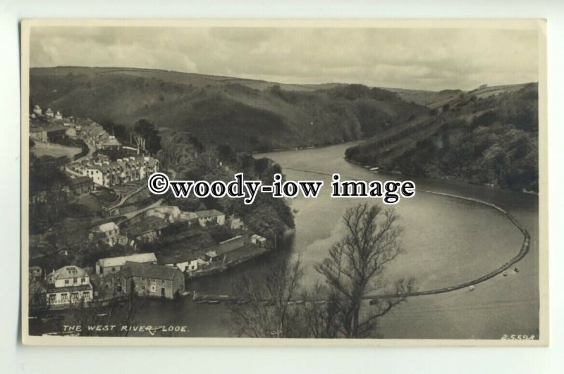 tp9884 - Cornwall - Aerial View of the West River ( & Boom ??)  Looe - postcard