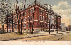 Wilmington Delaware High School Street View Antique Postcard K101405