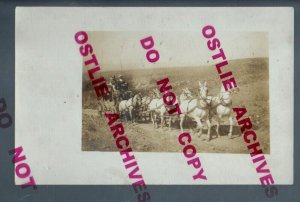 Encampment WYOMING RPPC c1910 STAGECOACH Stage 8 HORSE HITCH nr Saratoga WY