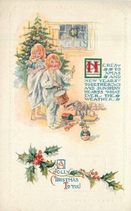 C-1910 Christmas Children Toys Clown Elephant Postcard artist impression 22-7274