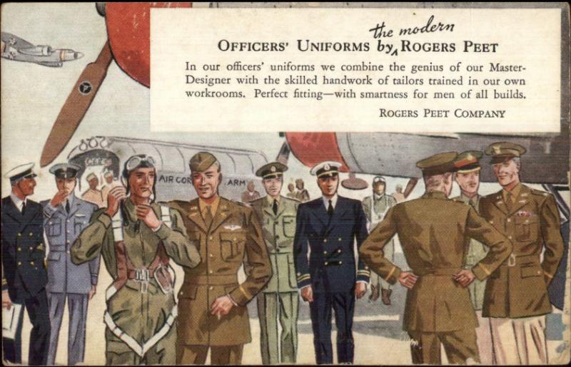 Rogers Peet Co Officers Uniforms Navy Army Air Force Marines c1930 Postcard