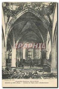 Old Postcard Great War 1914 1918 Beauzee sur Aire Meuse Interior of the Churc...