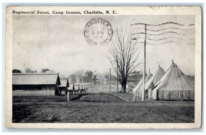 1918 Regimental Street Camp Greene Charlotte North Carolina NC WW1 Postcard