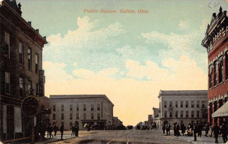 Galion Ohio Public Square Street View Antique Postcard K85596