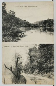 Huntington Pa Bible Rock on Race Town Branch Rd, Juniata River Postcard M1